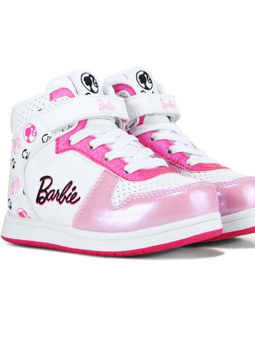 Barbie White and Pink Metallic High-Top Sneakers